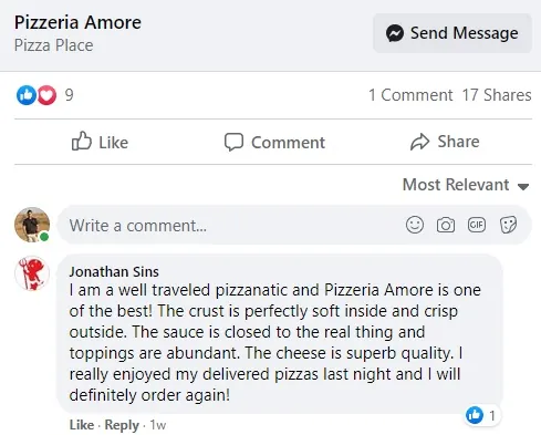 Facebook customer review