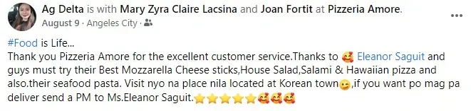 Facebook customer review