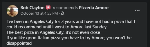 Facebook customer review
