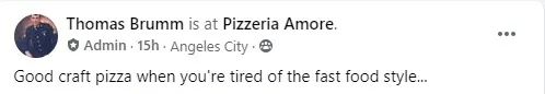 Facebook customer review