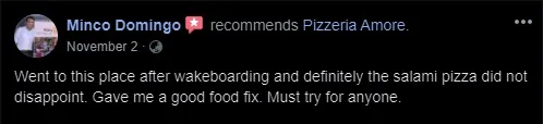 Facebook customer review