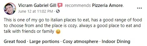 Facebook customer review