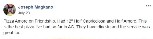 Facebook customer review