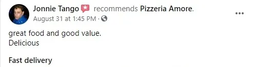 Facebook customer review