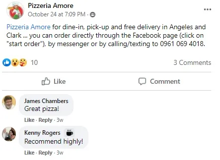 Facebook customer review