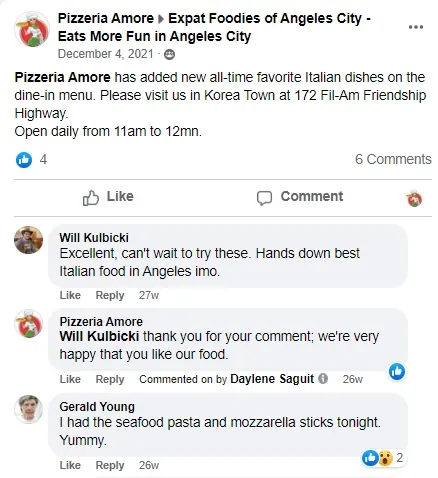 Facebook customer review