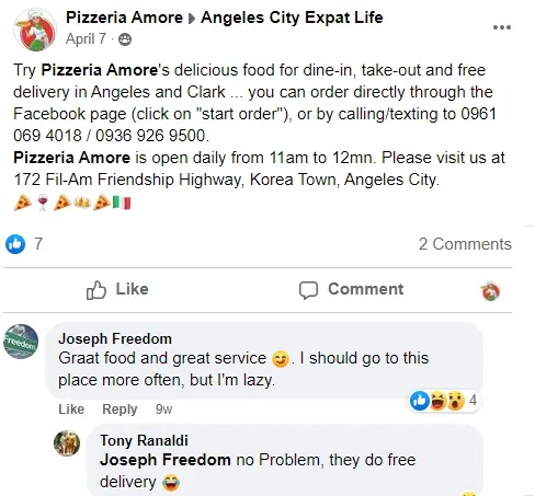 Facebook customer review