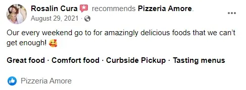 Facebook customer review