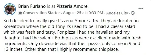 Facebook customer review