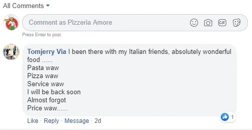 Facebook customer review
