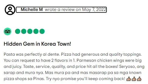 Tripadvisor customer review
