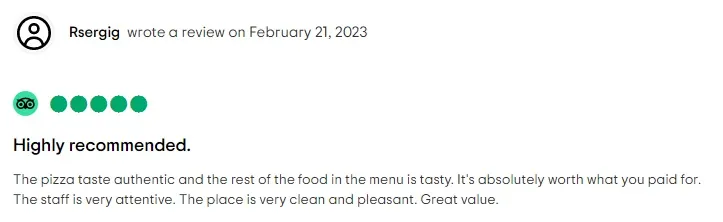 Tripadvisor customer review