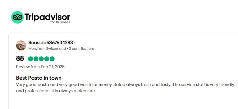 Tripadvisor customer review