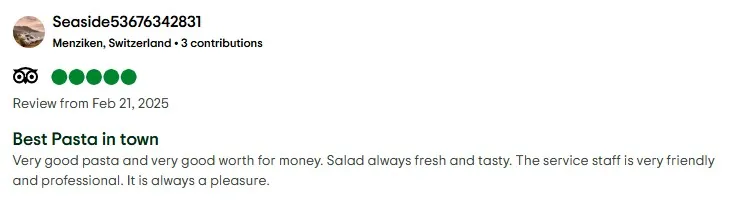 Tripadvisor customer review